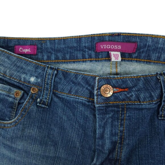 Vigoss Jeans Capri Cropped Sz 9/10 - 30 Mid Rise Stretch Rolled Cuff Flap Pocket - Picture 3 of 12